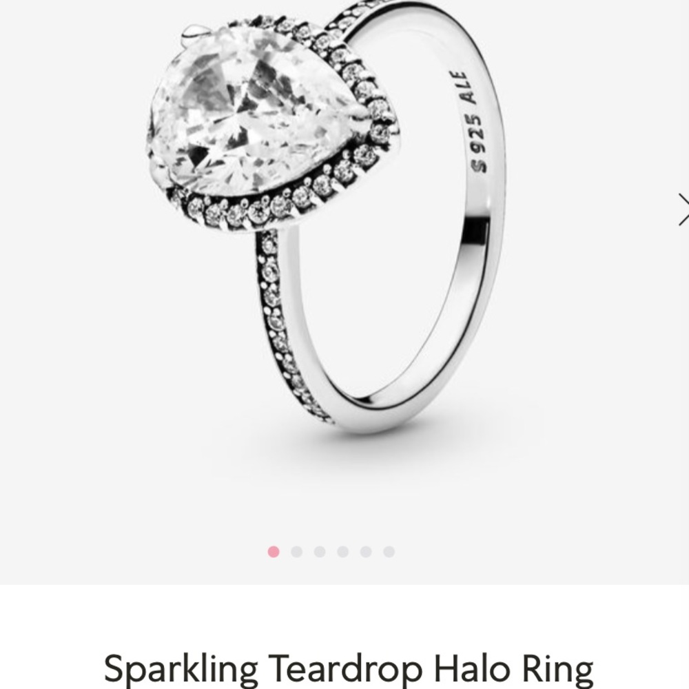 Authentic Pandora sparkling halo teardrop ring